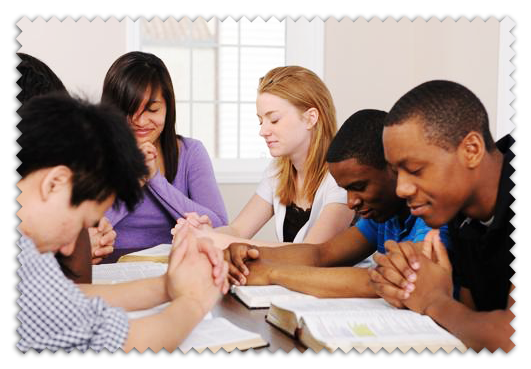 Students praying together